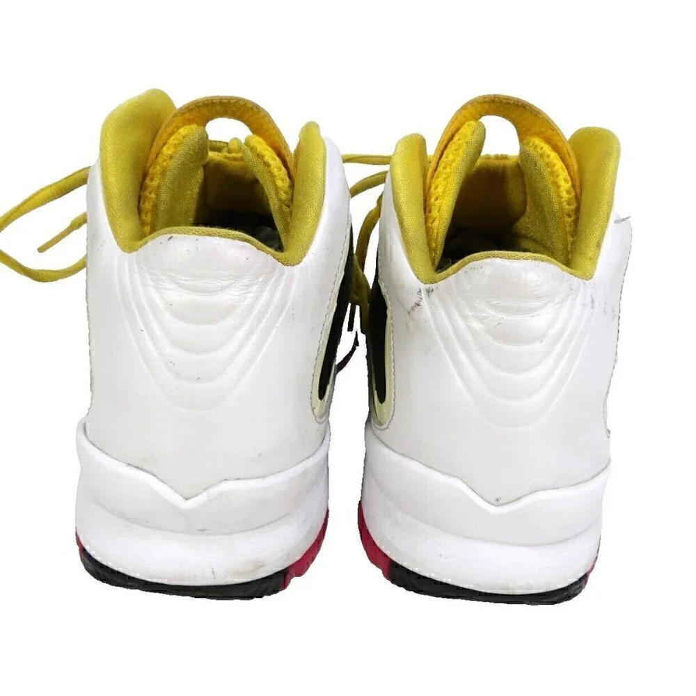 JORDAN Flywire white, red & yellow high top leather sneakers men's size 12